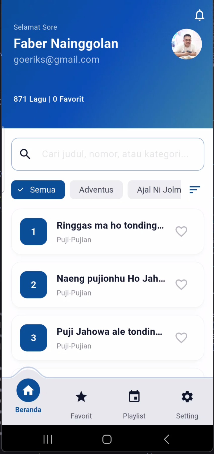 Cuplikan aplikasi Buku Ende Player